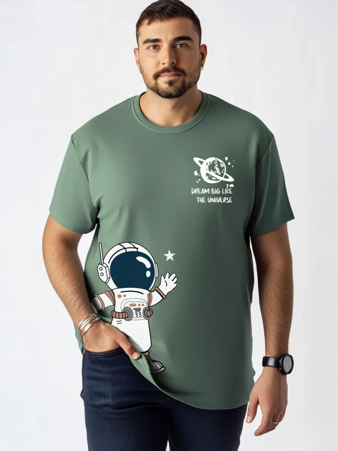Toodle Plus Men Plus Size Cotton Printed T-shirt