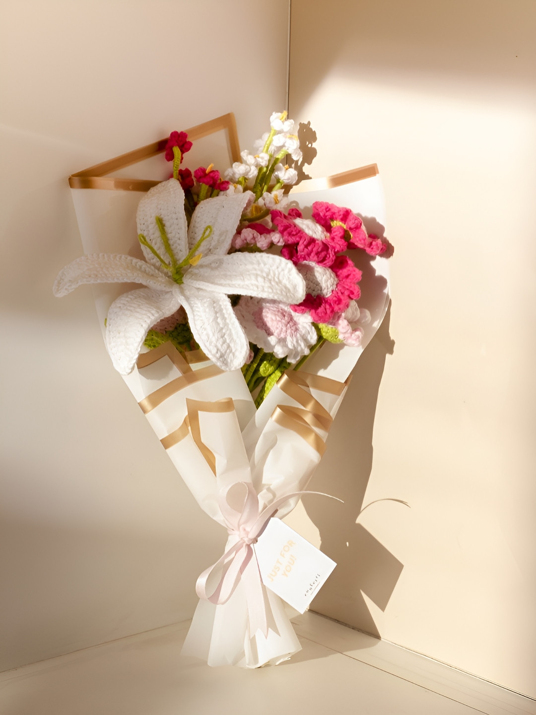 Confetti Gifts Pink & White Lily Artificial Flower Bouquet