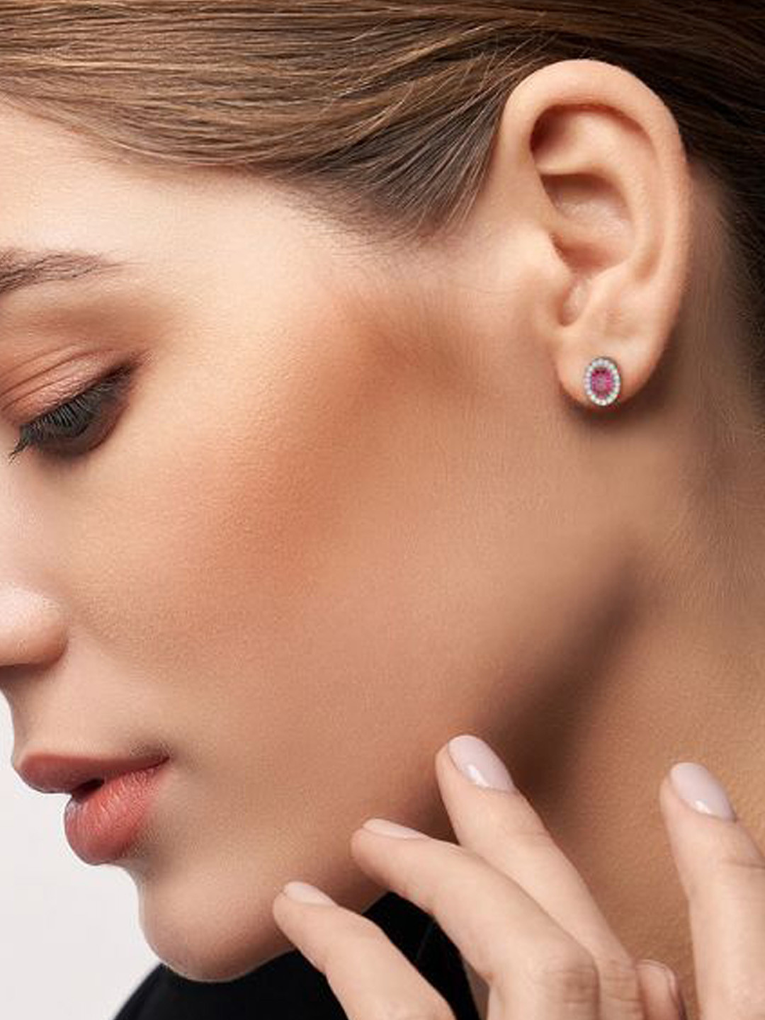 Emori Vintage Ruby Lab Diamond Earring in 18KT Gold