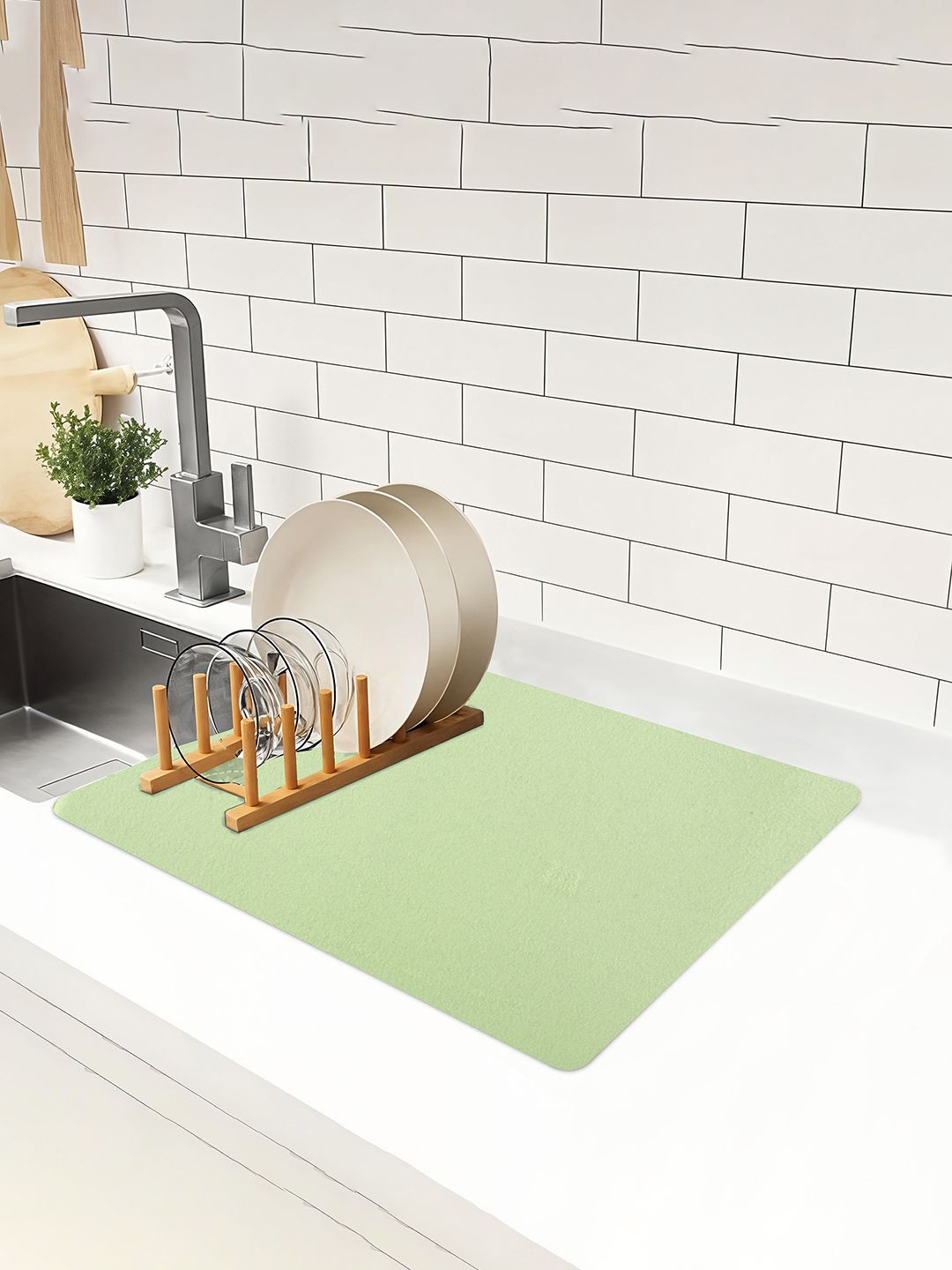 Kuber Industries Green Non Slip Dish Drying Mats