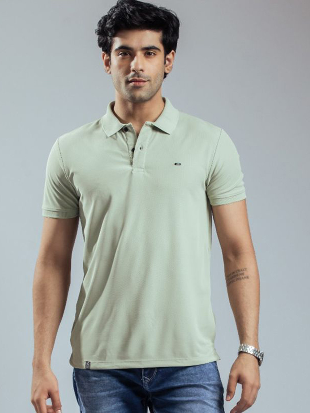 nostrum Men Dri-FIT Solid Polo Collar T-shirt