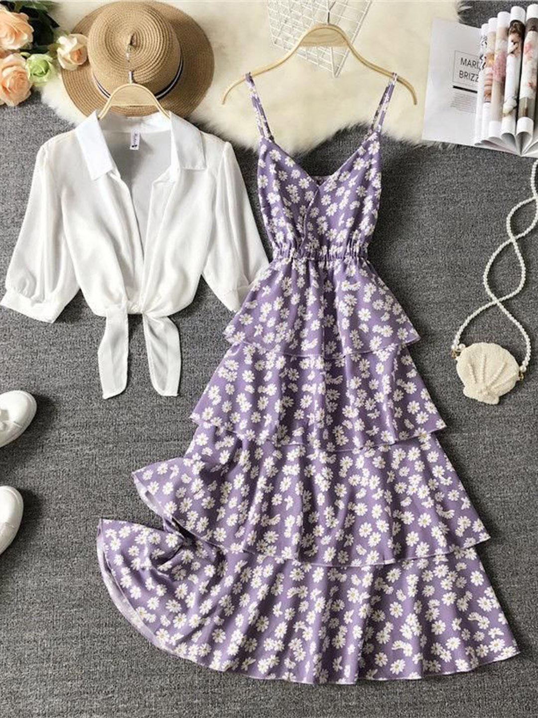 Miss Mosa By Akanksha  Women Morocco Floral Dress with Cape