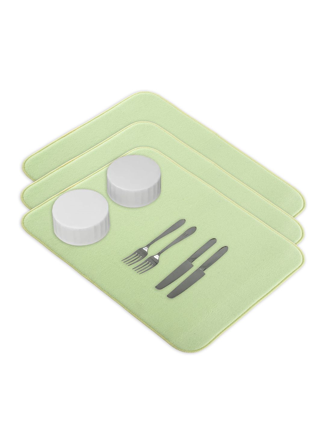 Kuber Industries 3-Pcs Green Non Slip Dish Drying Mats