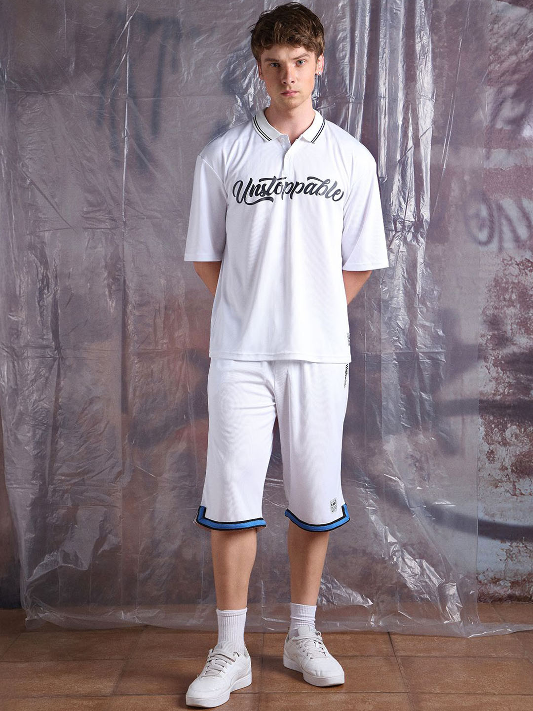 Hubberholme Men Streetletics Printed T-Shirt & Shorts Oversized fit Mesh Co-ord Set