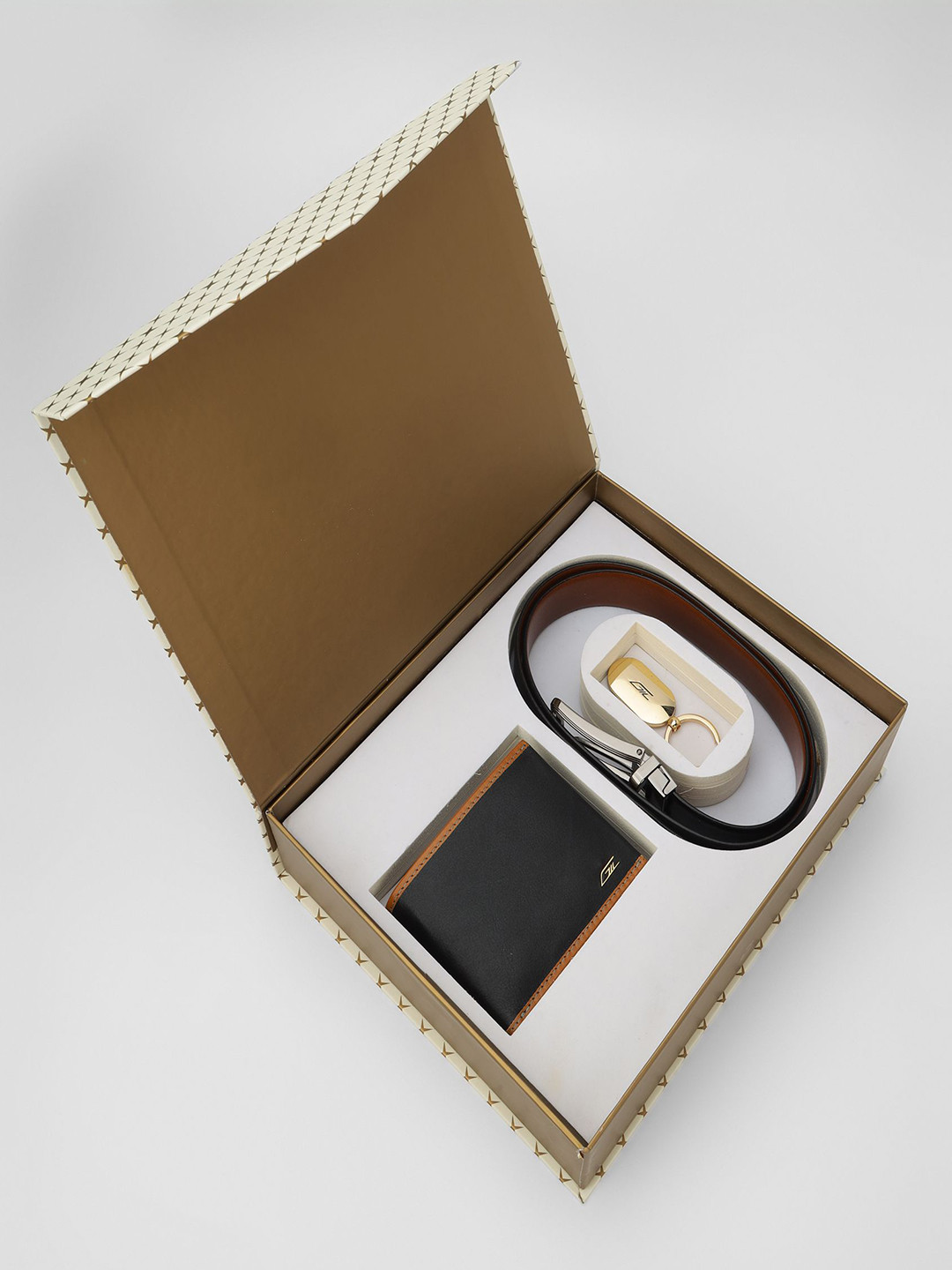 GIL Men Leather Belt And Wallet With Keychain Accessory Gift Set