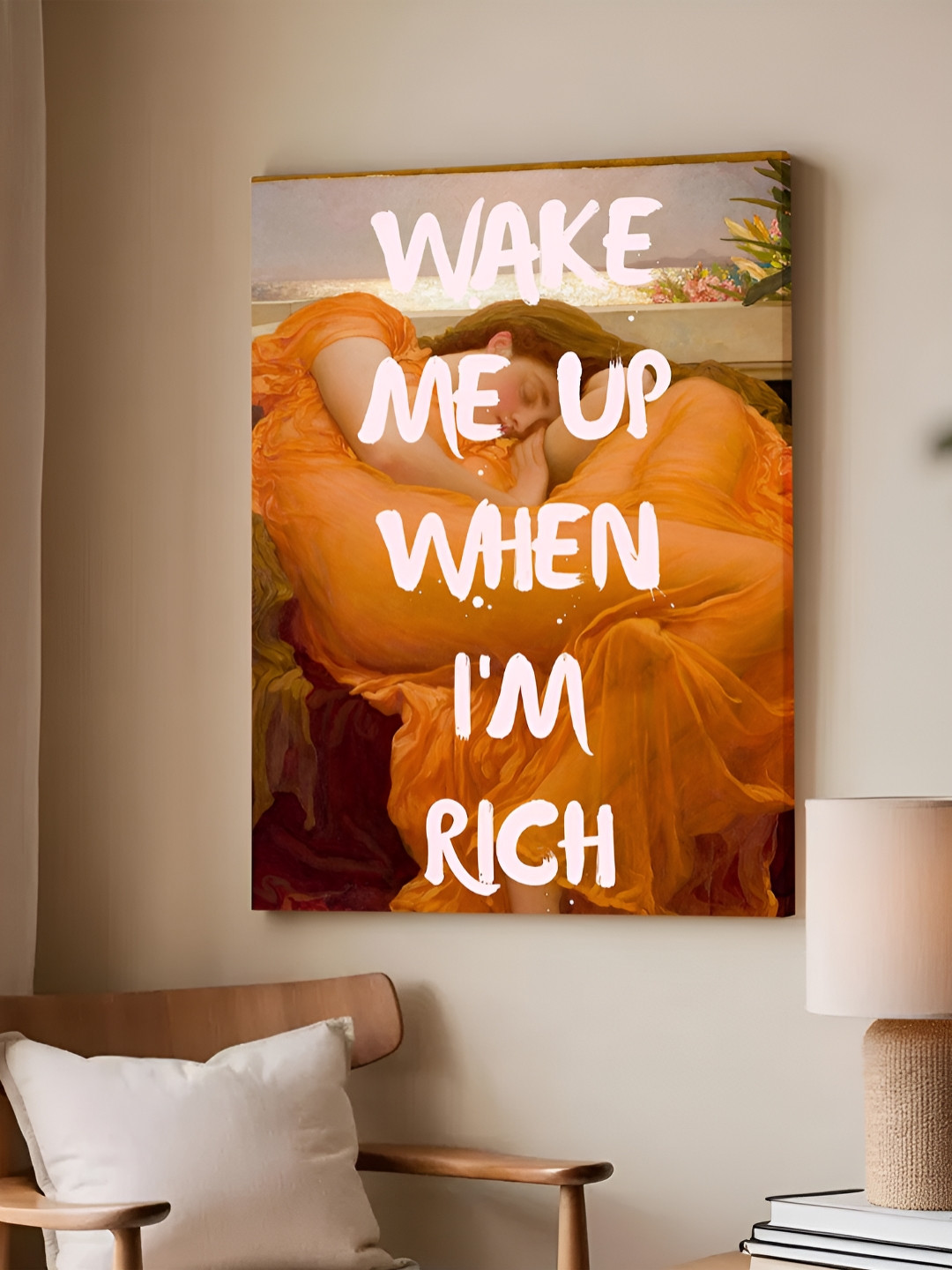 Art Street Orange & White Feminist Altered Stretch Canvas Wall Art