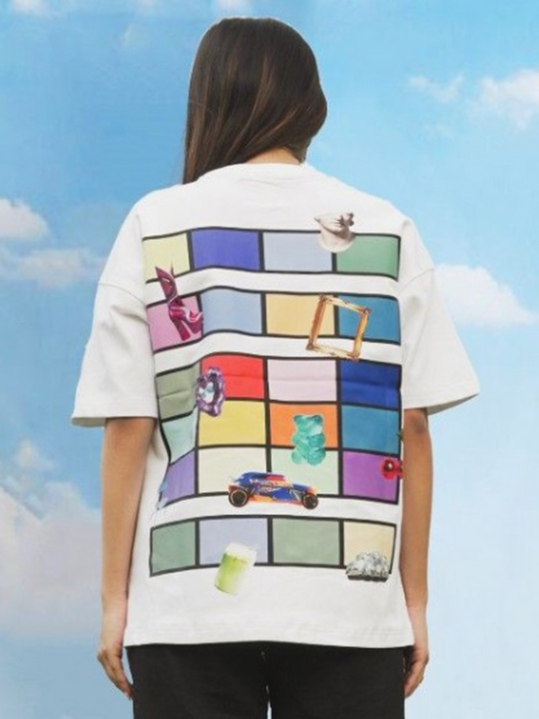 KNN Calcutta Unisex Geometric Printed Round Neck Cotton Oversized T-shirt