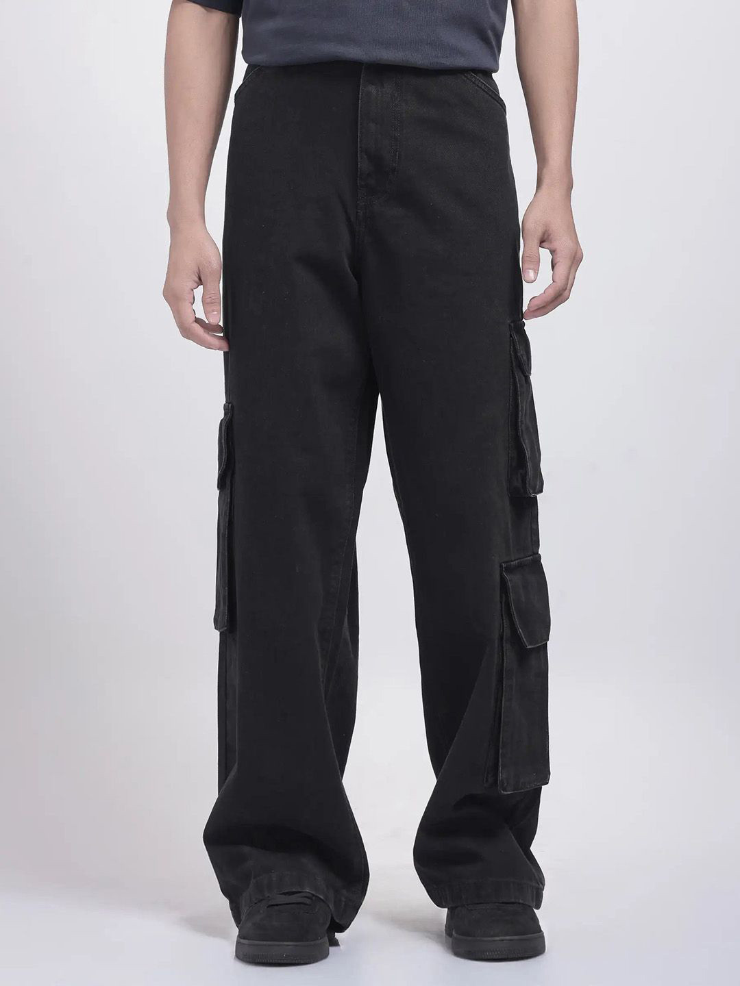 RARE RABBIT Men Comfort Primary Black Baggy Jeans