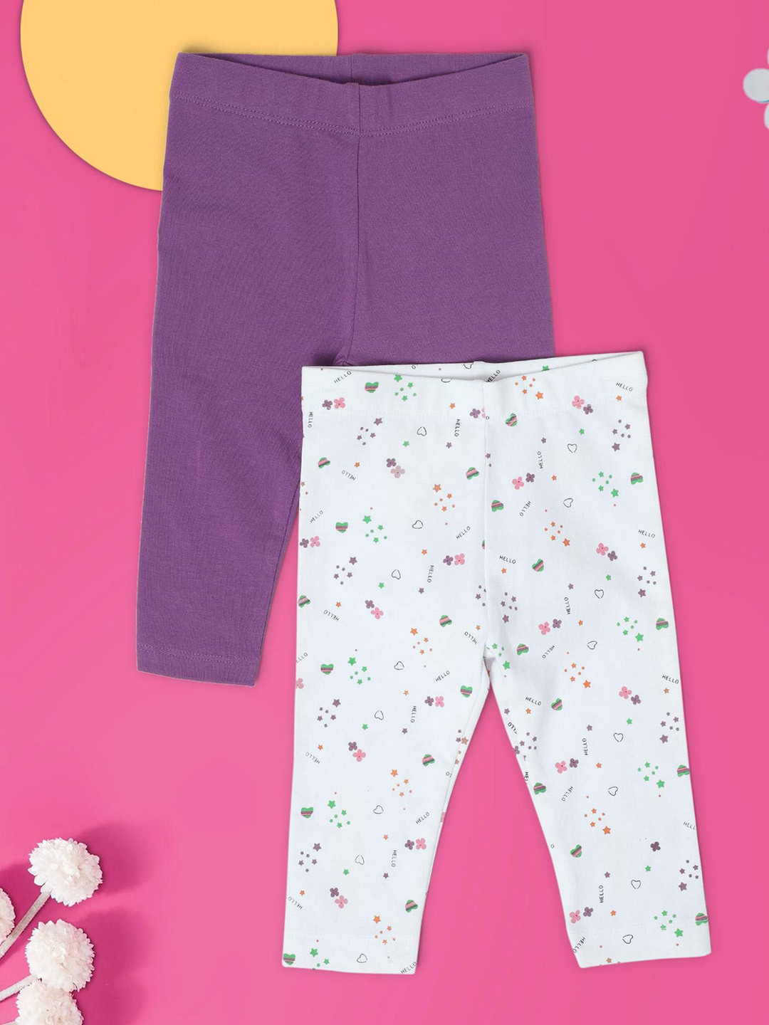 Babies R Us Infant Girls Pack Of 2  Printed Ankle Length Leggings