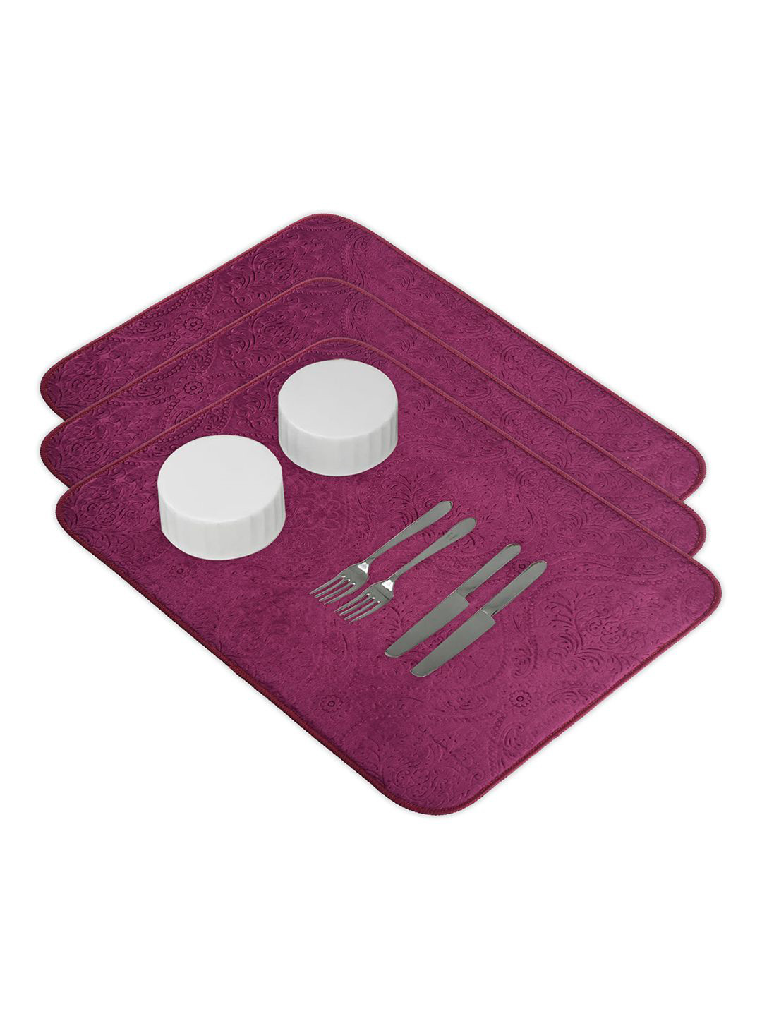Kuber Industries 3-Pc Purple Non Slip Dish Drying Mats