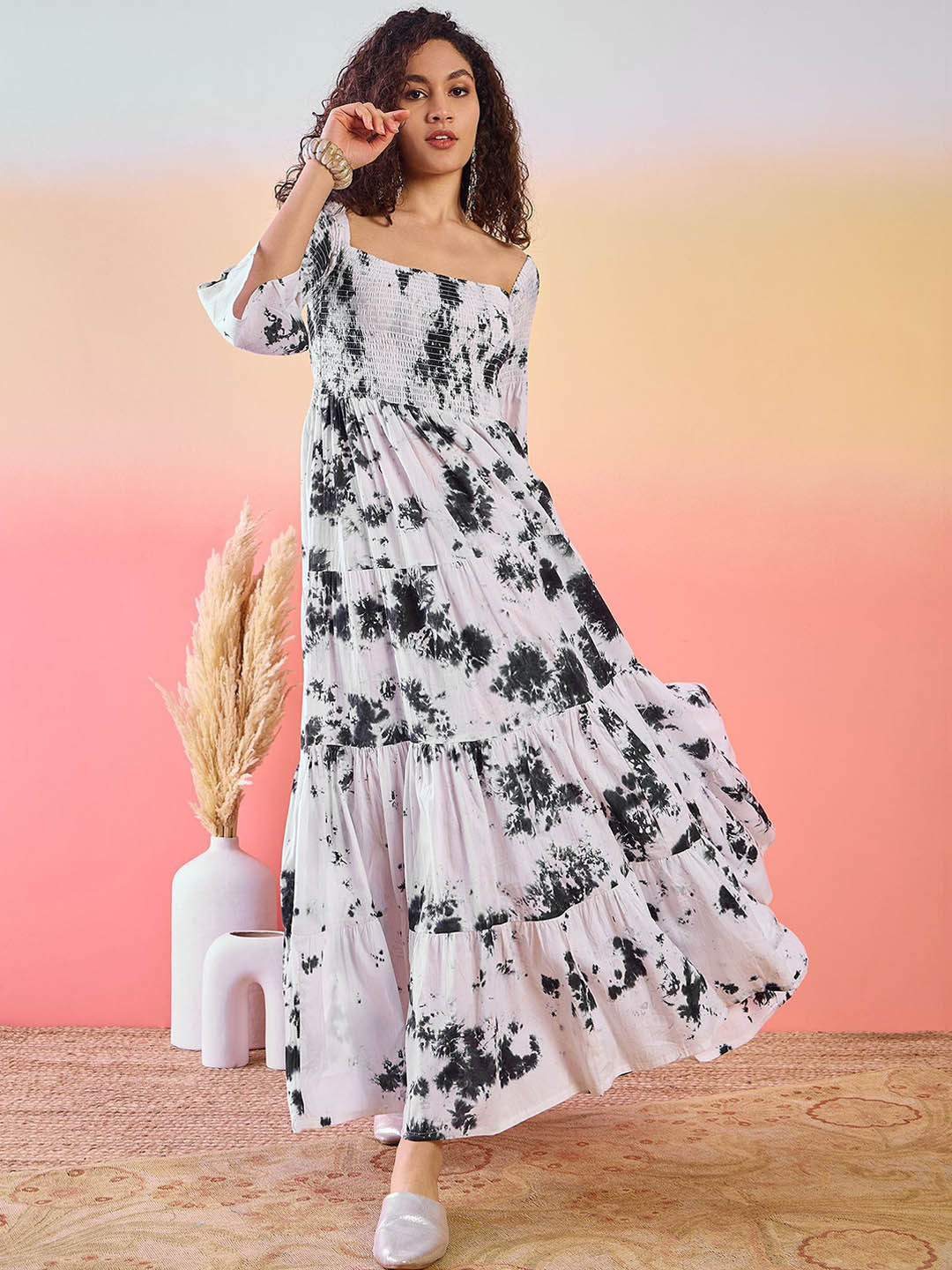 Sangria Tie & Dyed Cotton Maxi Dress