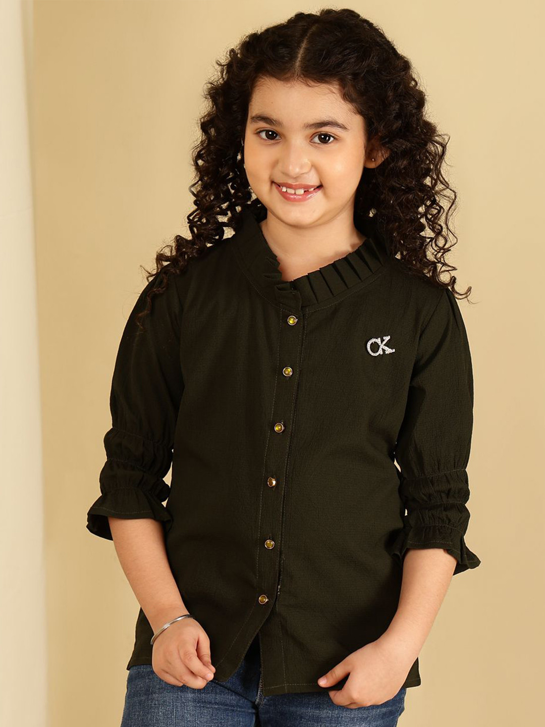 Miss & Chief Girls Mandarin Collar Shirt