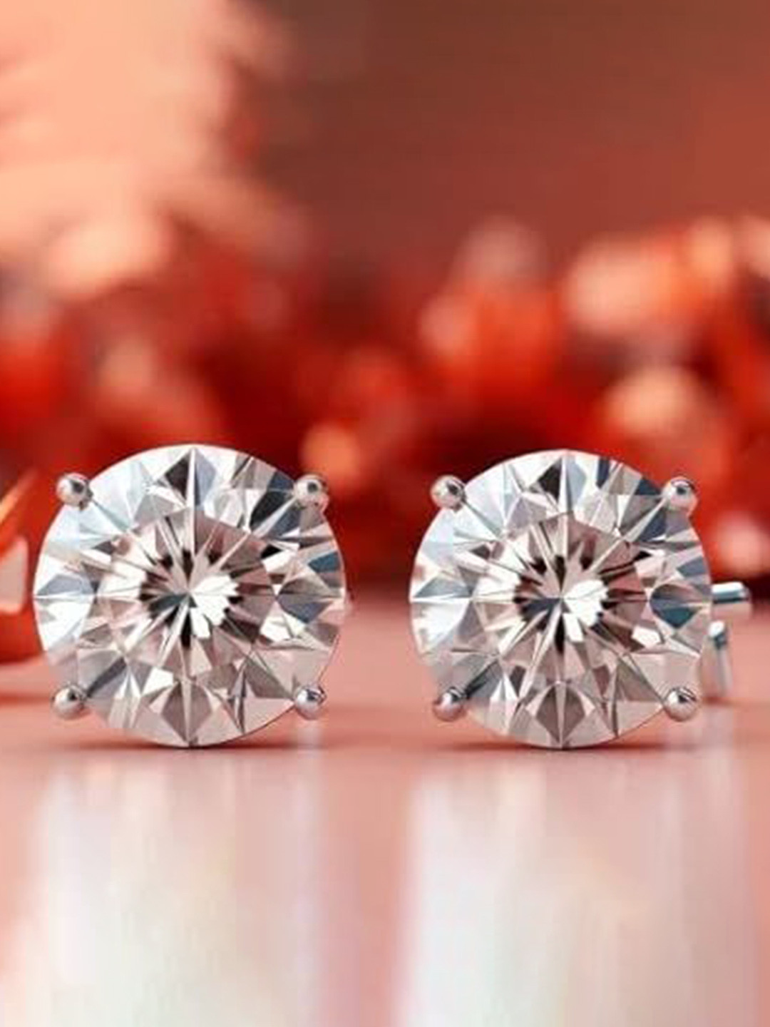 Tuanz Silver Jewelry 925 Sterling Silver Rhodium-Plated Cut Diamond Studs
