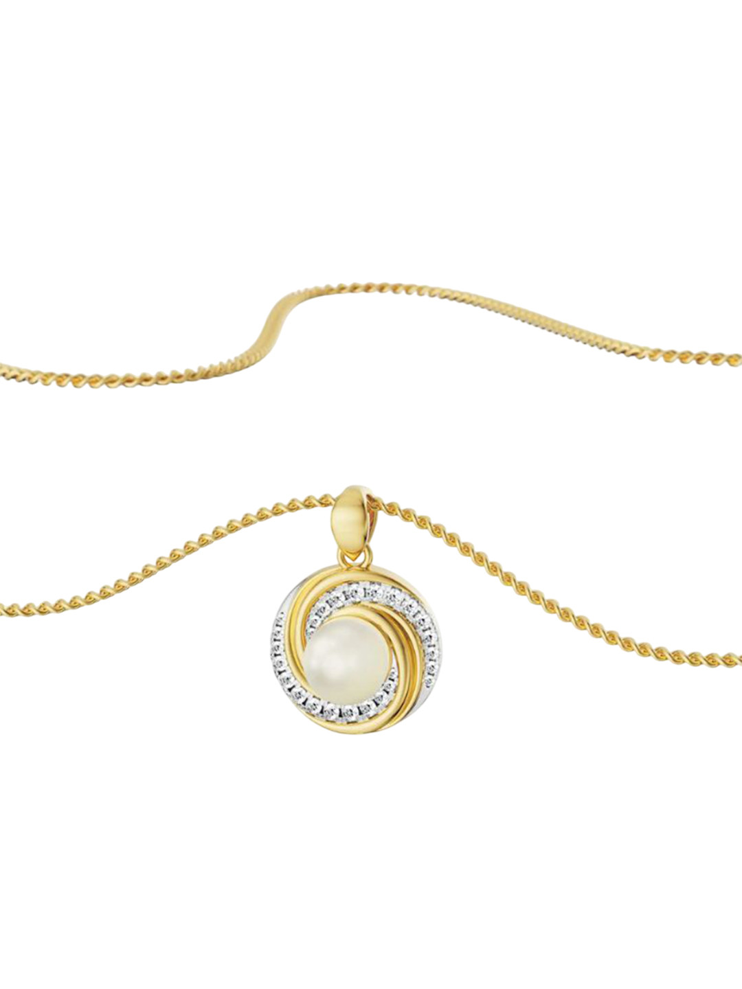 Emori Pearly Swirly 18KT Gold Lab Diamond Pendant