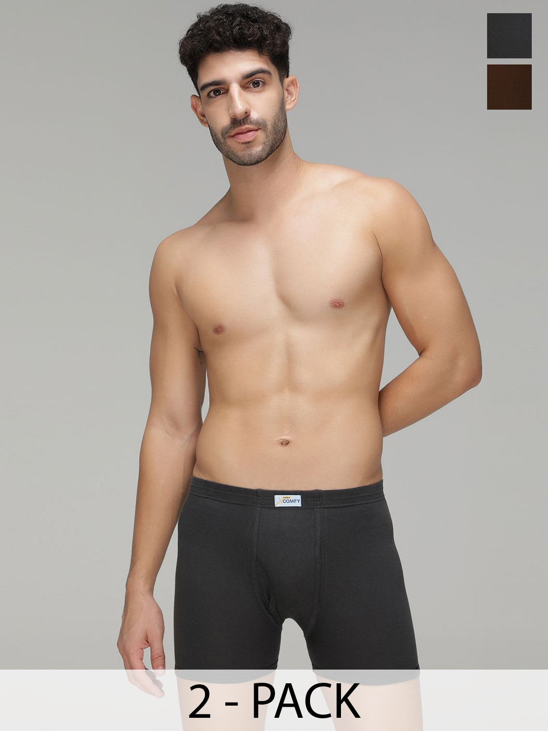 AMUL COMFY Pack Of 2 Pure Cotton Long Trunks AC-FCTRIE-OG-LB-XS-2PC