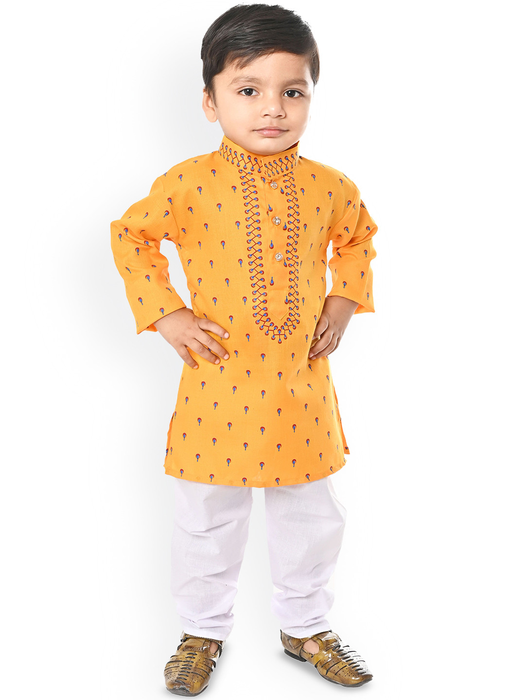 Cae Boys Floral Printed Straight Kurta with Pyjamas