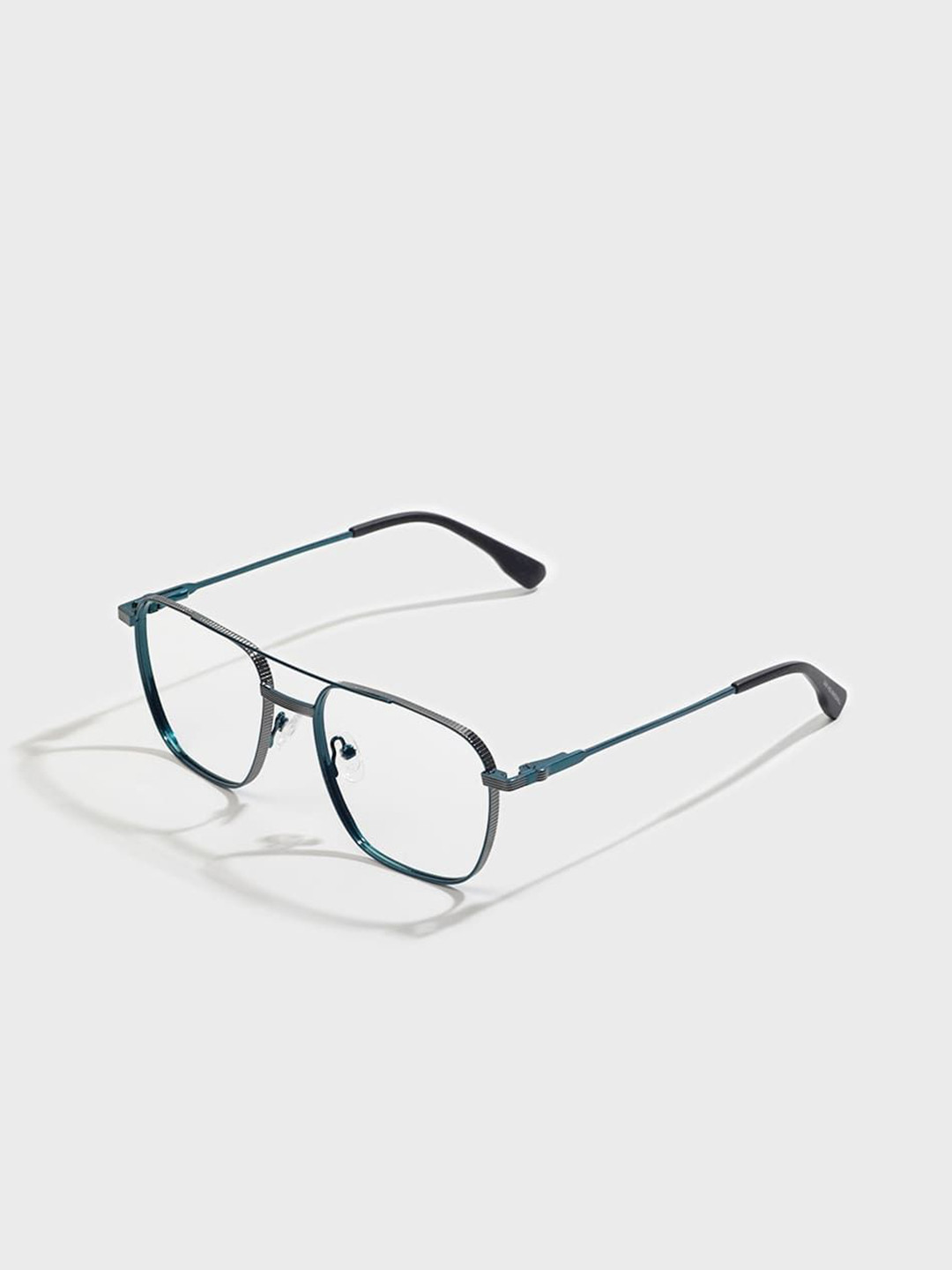 SAM & MARSHALL Chromium Blue & Black Full Rim Glasses Square Frames