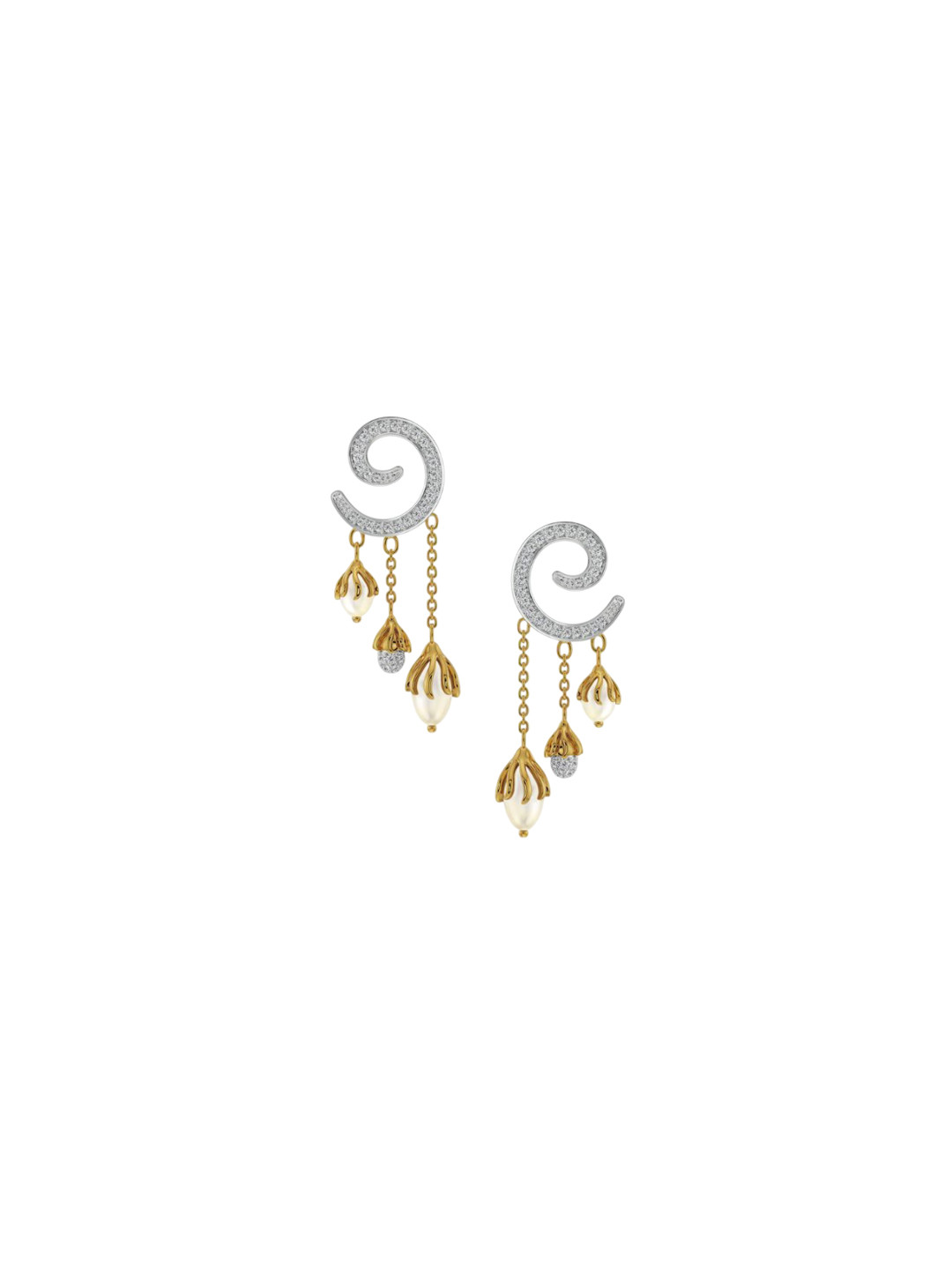 Emori Pearl Drop Lab Diamond in 14KT Gold Earring