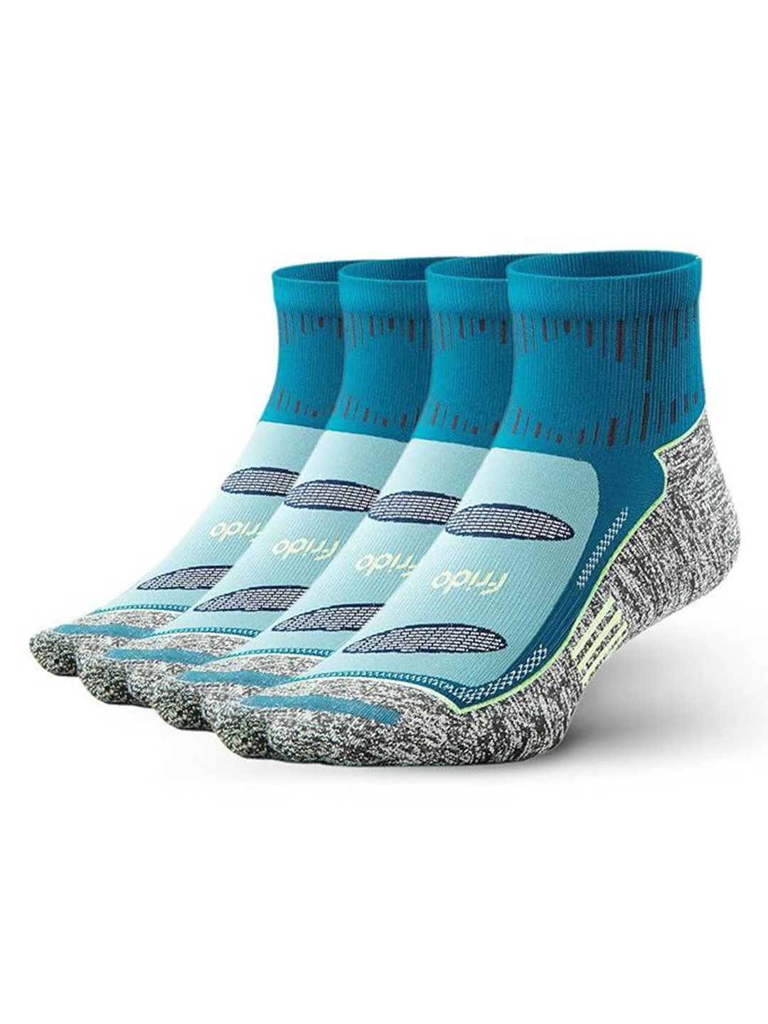 Frido Unisex Cyan Pack of 4 Short Ankle Length Socks