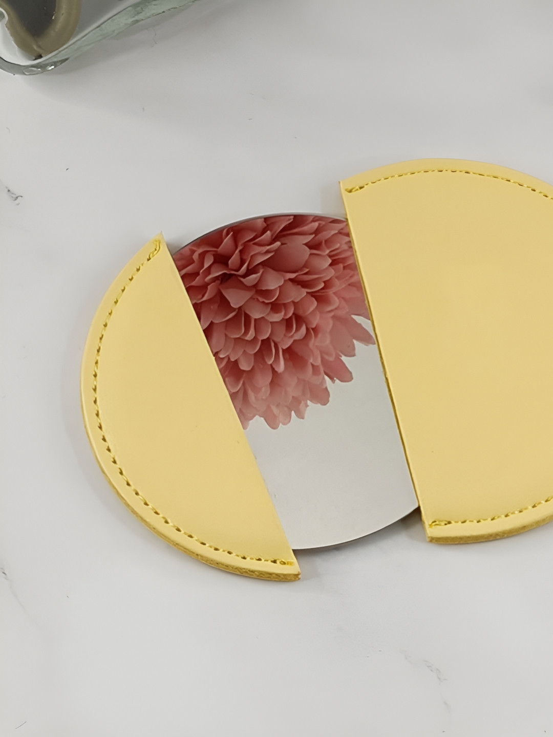 Baskety Yellow Compact Hand Mirror