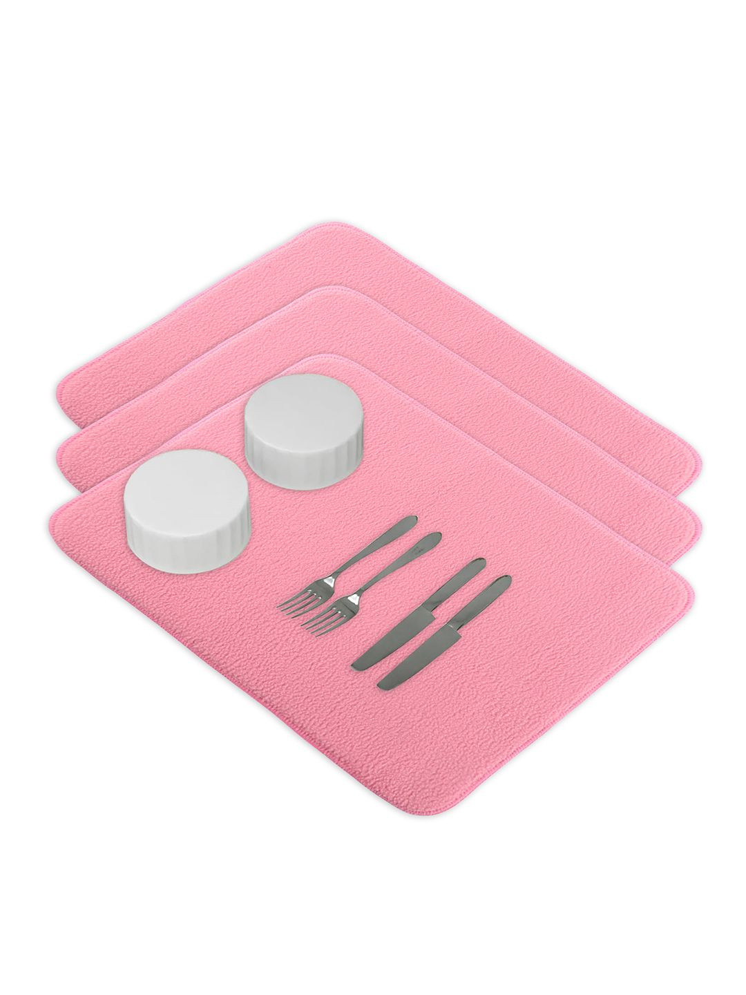 Kuber Industries 3-Pcs Pink Non Slip Dish Drying Mats