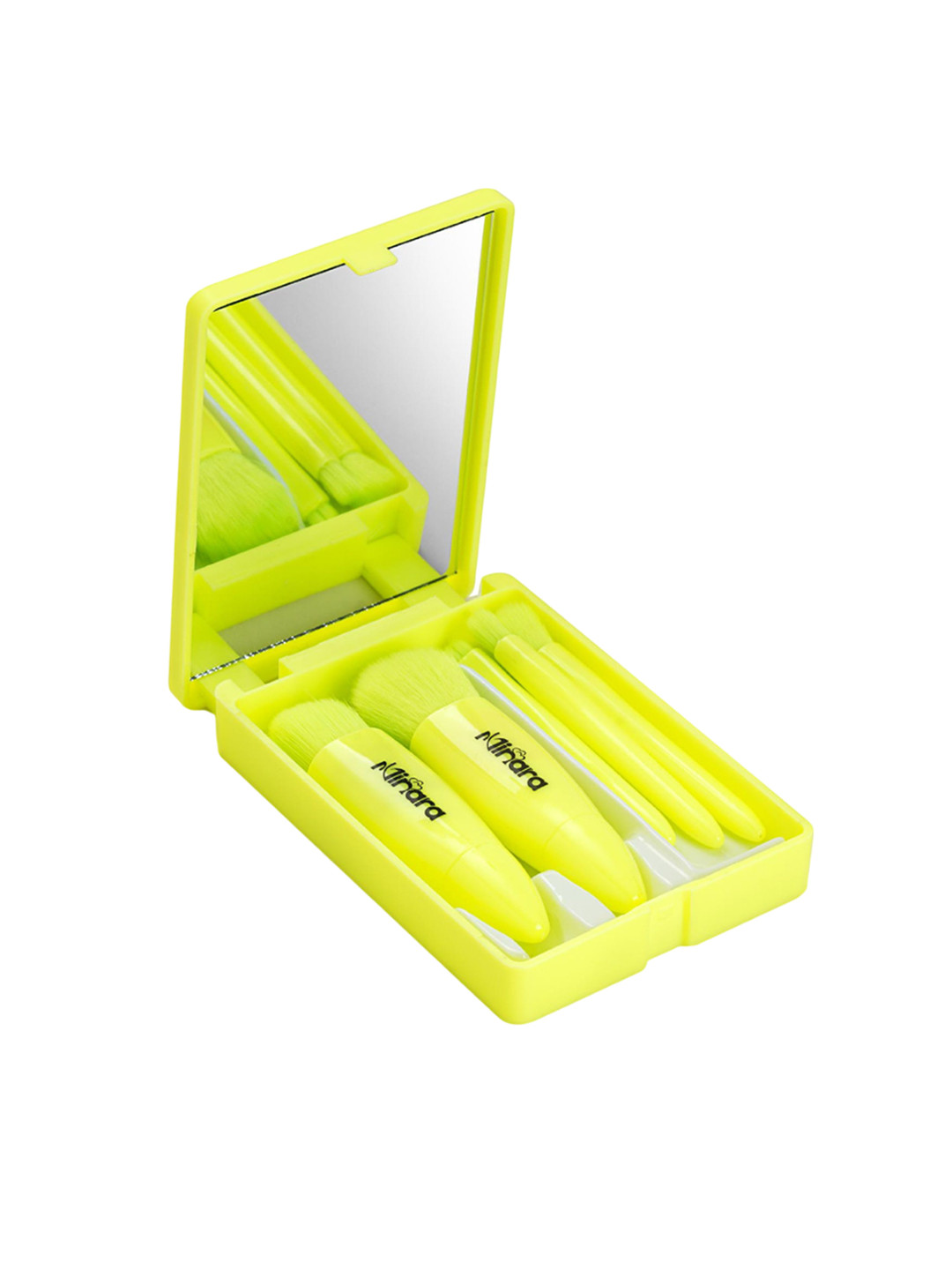 MINARA Set Of 5 Makeup Brush Set With Mirror Box- Green