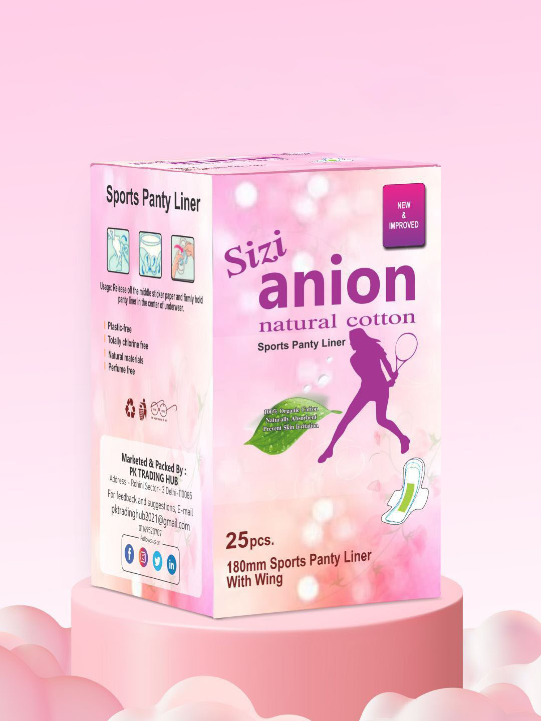 Sizi Super Absorbency Organic Cotton Ultra Thin Panty Liners - 25Pcs