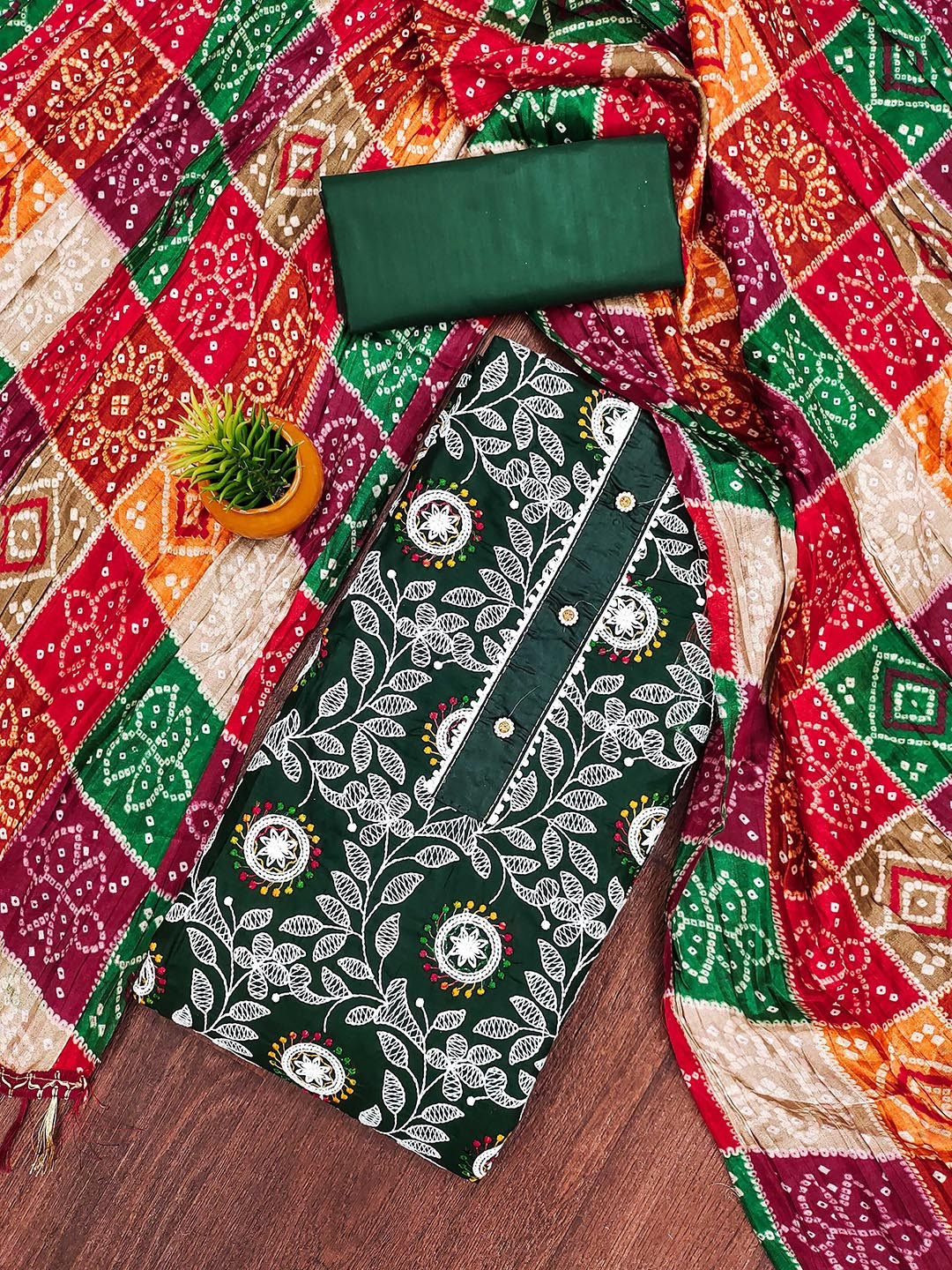 SAINOOR Embroidered Cotton Unstitched Dress Material