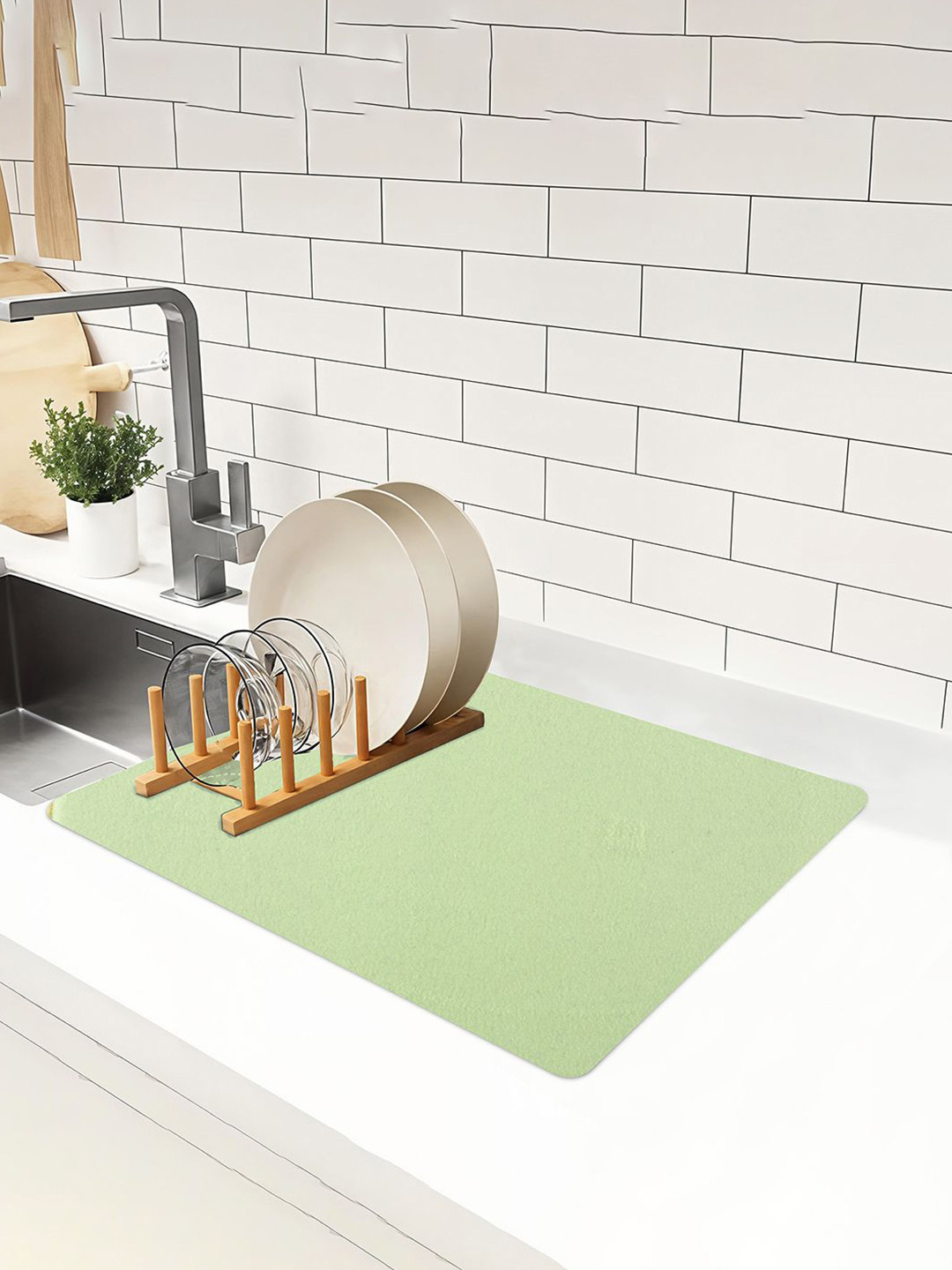 Kuber Industries Green Non Slip Dish Drying Mats