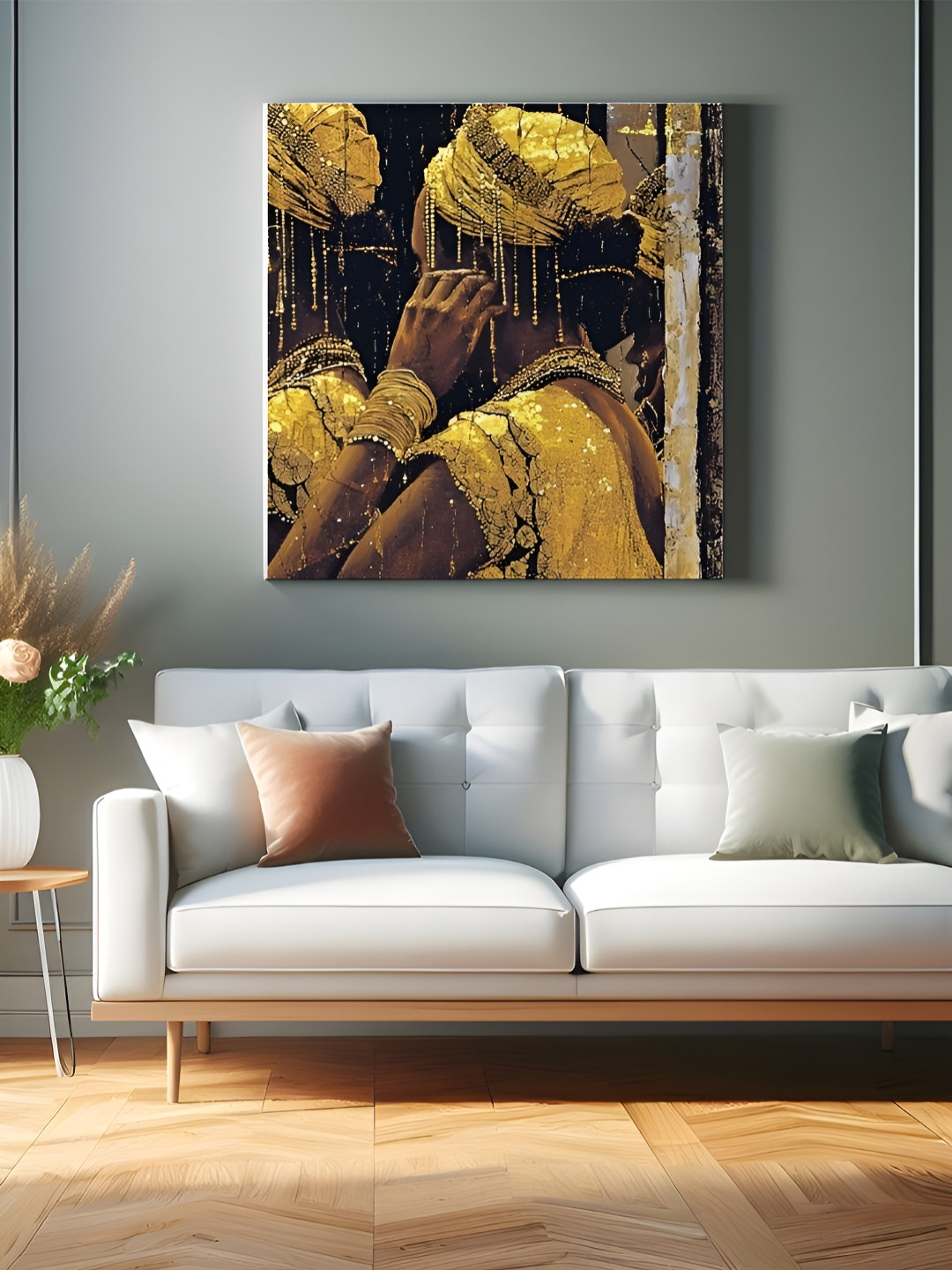 Indianara Black & Gold-Toned 1 Piece Canvas Other Wall Paintings