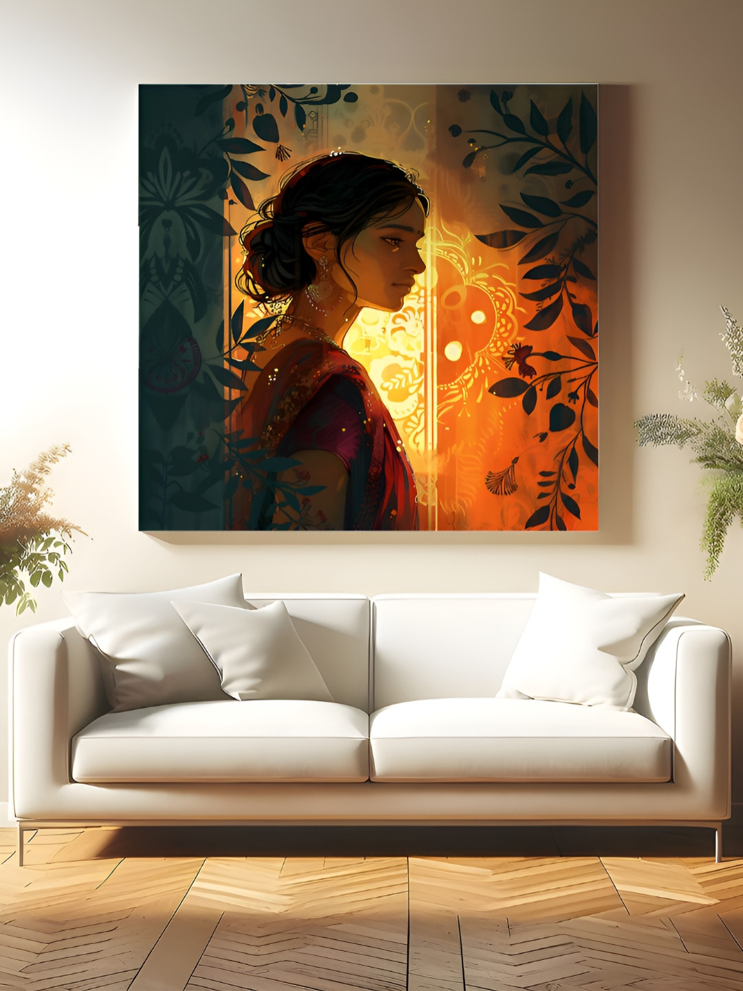 Indianara Black & Orange 1 Piece Wood Other Wall Paintings