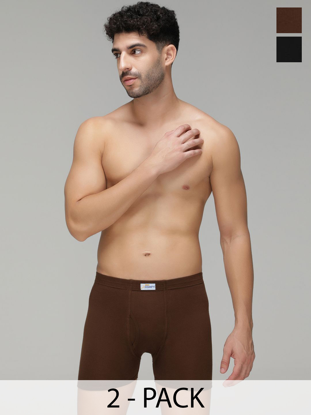 Amul Comfy Pack Of 2 Pure Cotton Long Trunks AC-FCTRIE-LB-BLK-4XL-2PC