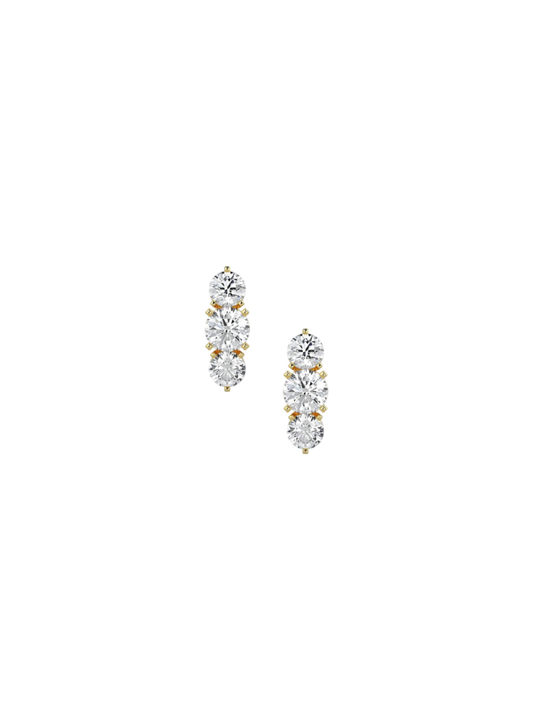 Emori Three Stone Lab Diamond in 14KT Gold Earring