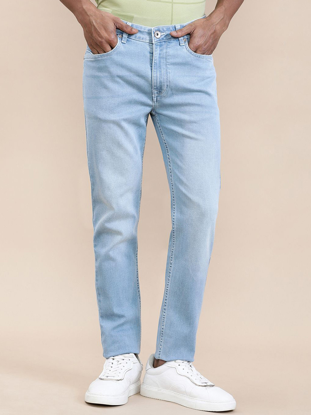 Crocodile Men Ice Washed Slim Tapered Jeans