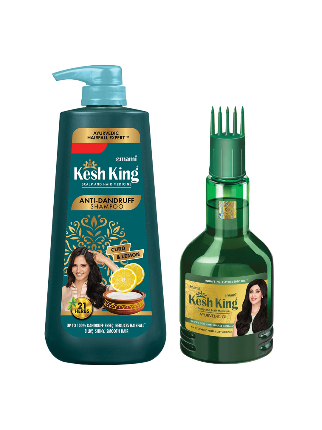 Kesh King Set of Anti-Dandruff Shampoo 600ml & Ayurvedic Hair Oil 200ml