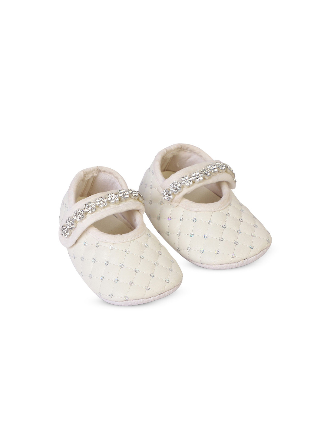 COCO CANDY Girls Raxine Flap Booties in Silver Sequence White 11 cm