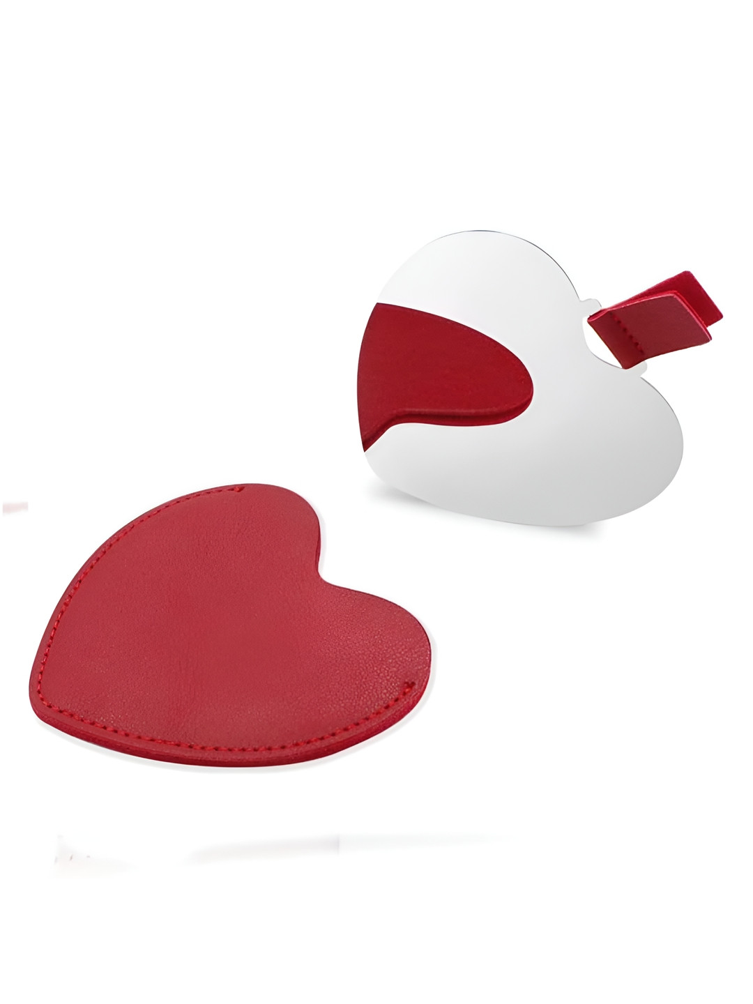 Baskety Red & White Compact Hand Heart Mirror