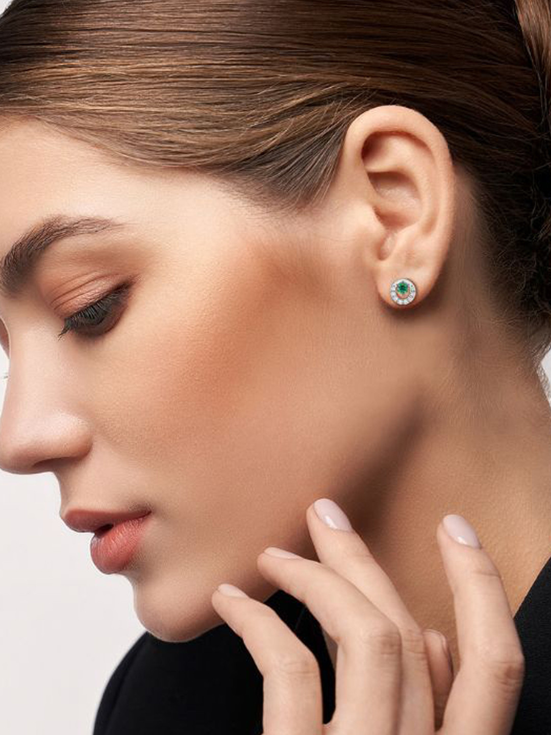 Emori Halo Emerald Lab Diamond Earring in 18KT Gold