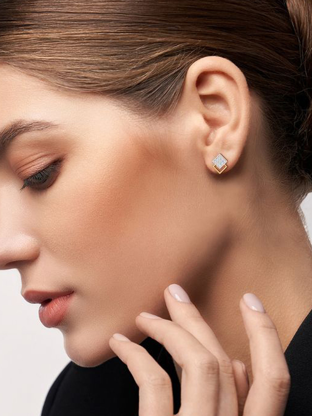 Emori Twin Square Lab Diamond in 14KT Gold Earring