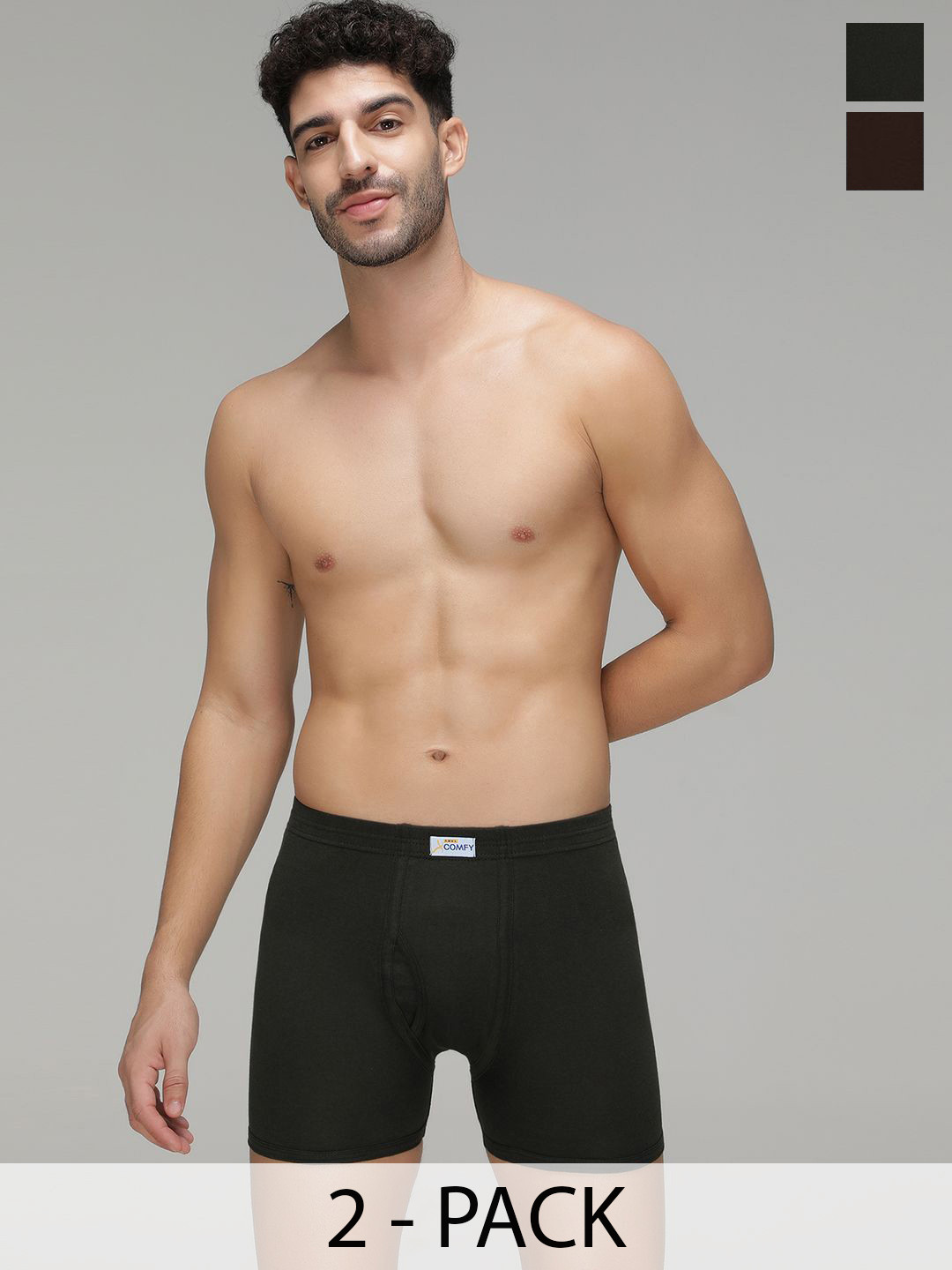 Amul Comfy Pack Of 2 Pure Cotton Long Trunks AC-FCTRIE-CB-OG-4XL-2PC