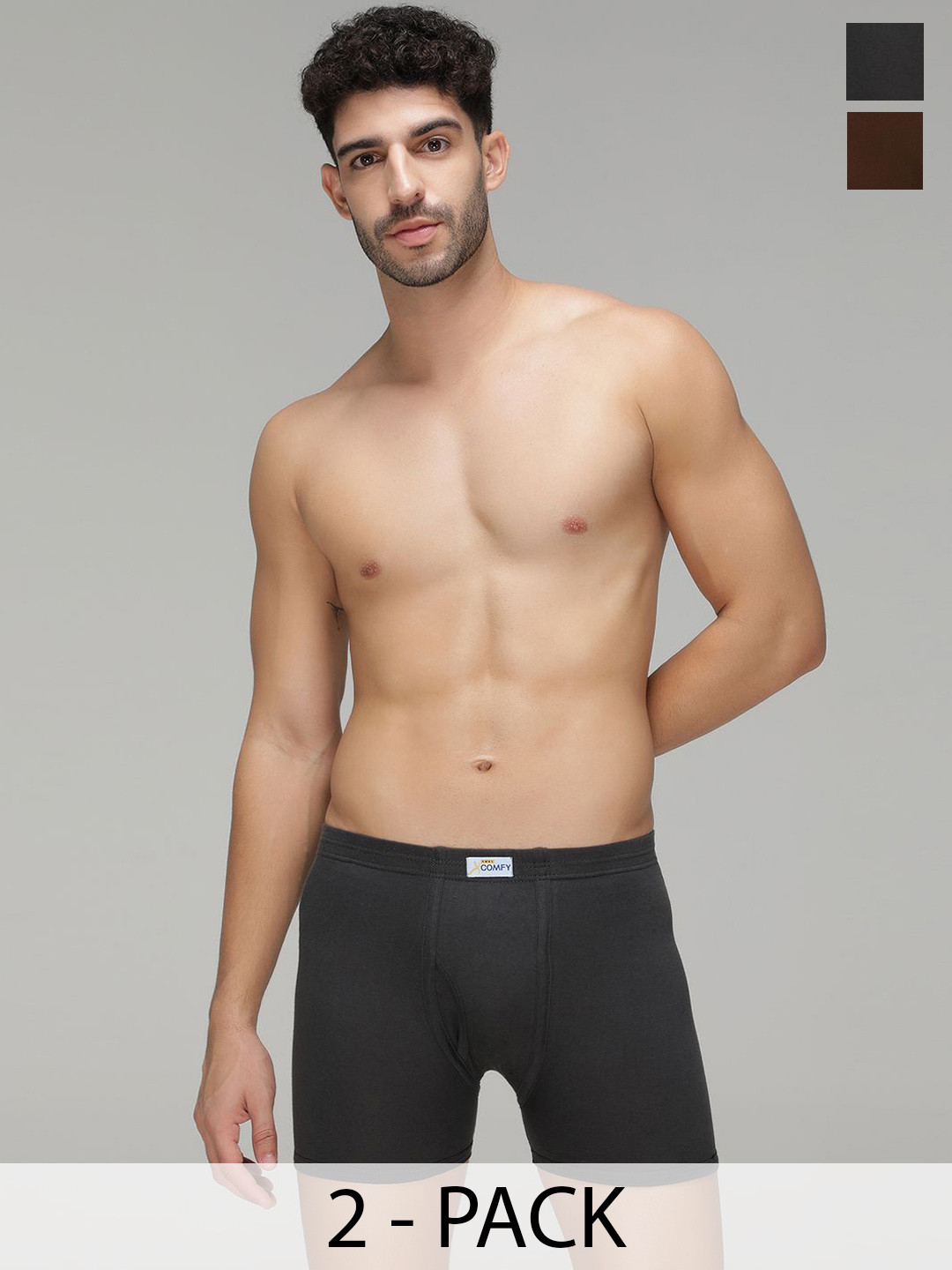 AMUL COMFY Pack Of 2 Pure Cotton Long Trunks AC-FCTRIE-OG-LB-3XL-2PC