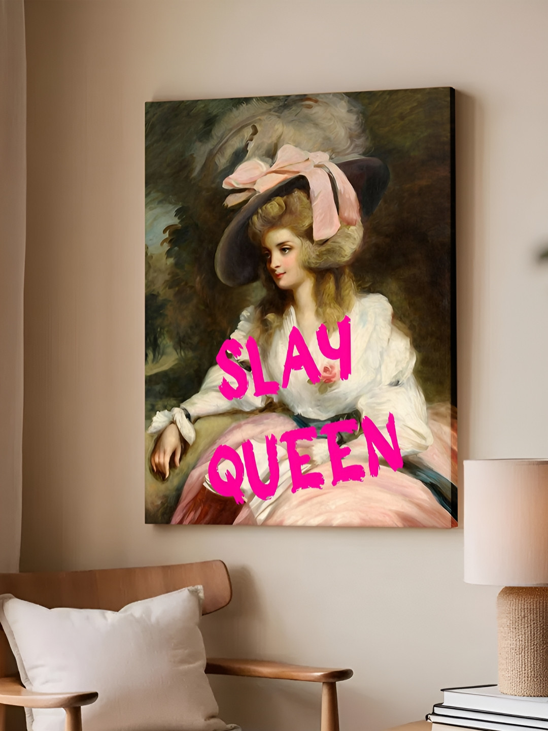 Art Street Pink & White Feminist Altered Stretch Canvas Wall Art