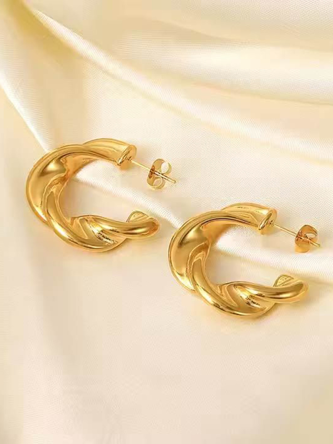 DKane Designs Gold-Plated Twisted Shaped Hoop Earrings