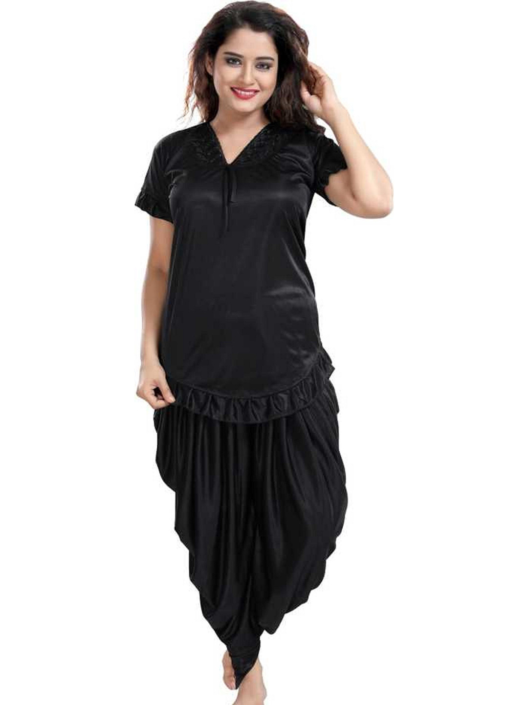 UWNAQA Women Short Sleeves Dhoti Night suit