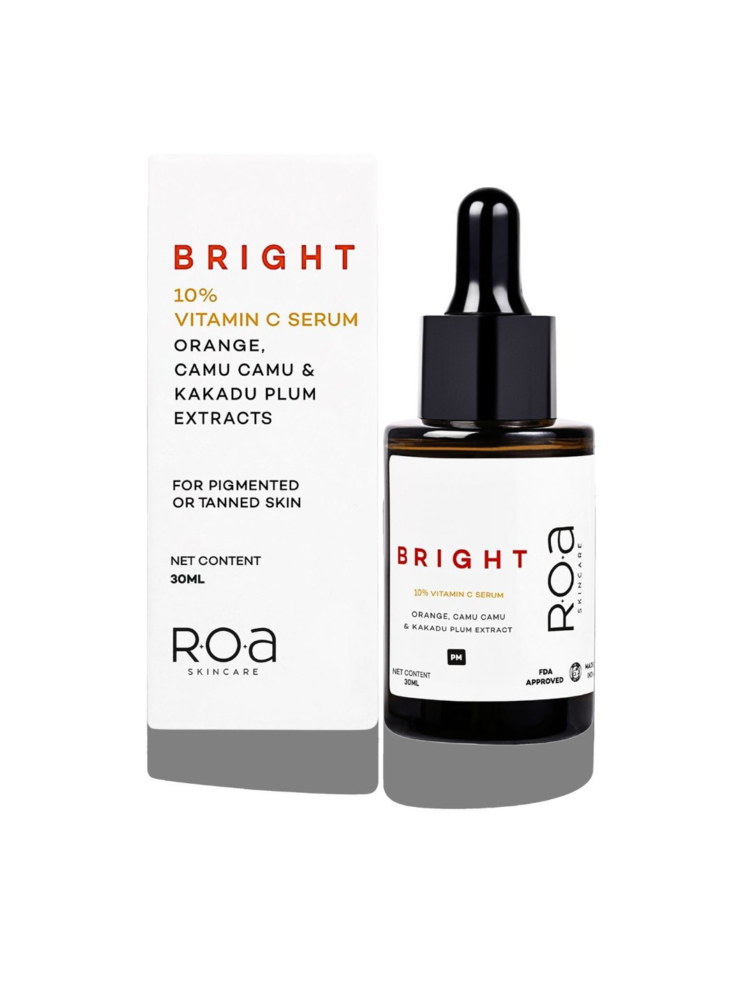 R.O.A Skincare Bright 10% Vitamin C For Pigmented Or Tanned Skin Face Serum - 30 ml