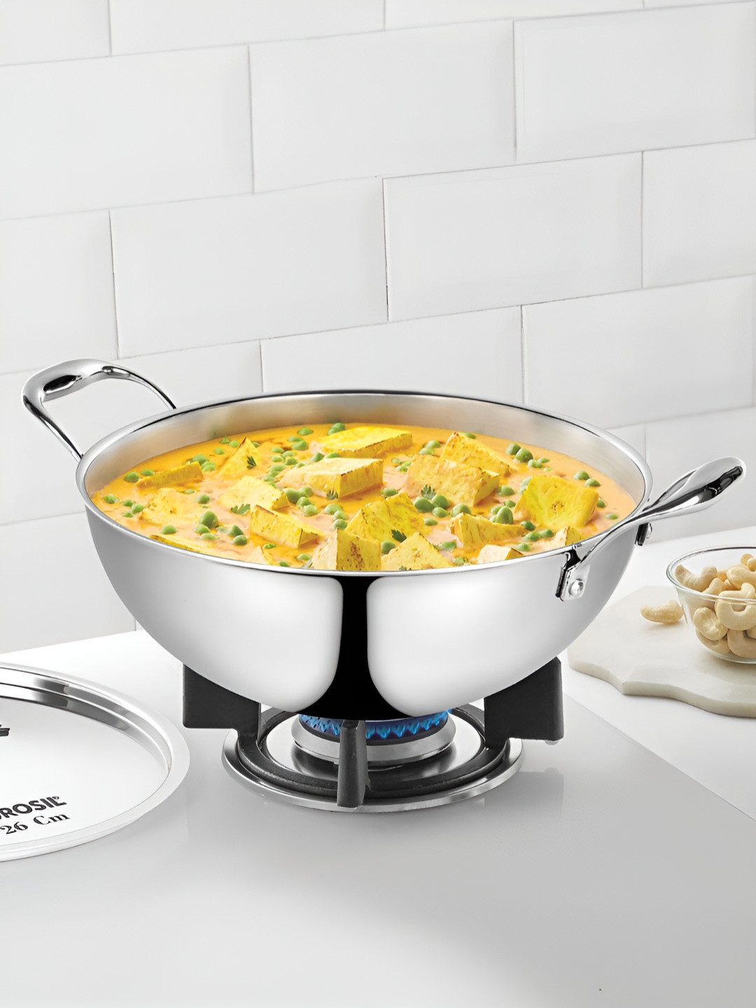 BOROSIL Steel Dishwasher Safe Stainless Steel Kadhai and Wok