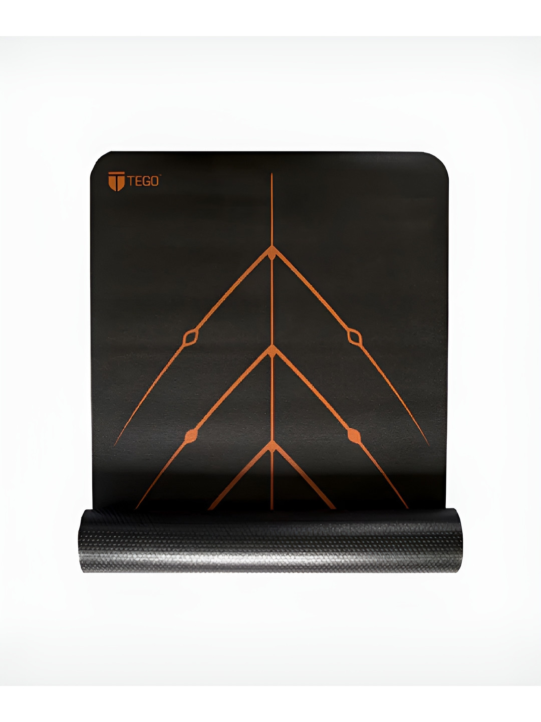 TEGO Black & Orange Printed No Slipping Yoga Mat