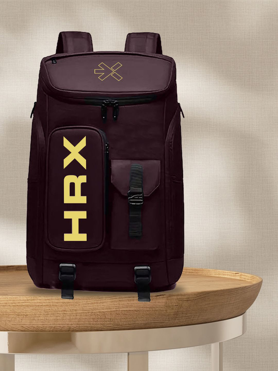 HRX by Hrithik Roshan Solid Wine Brand Printed Unisex Backpack 41 L