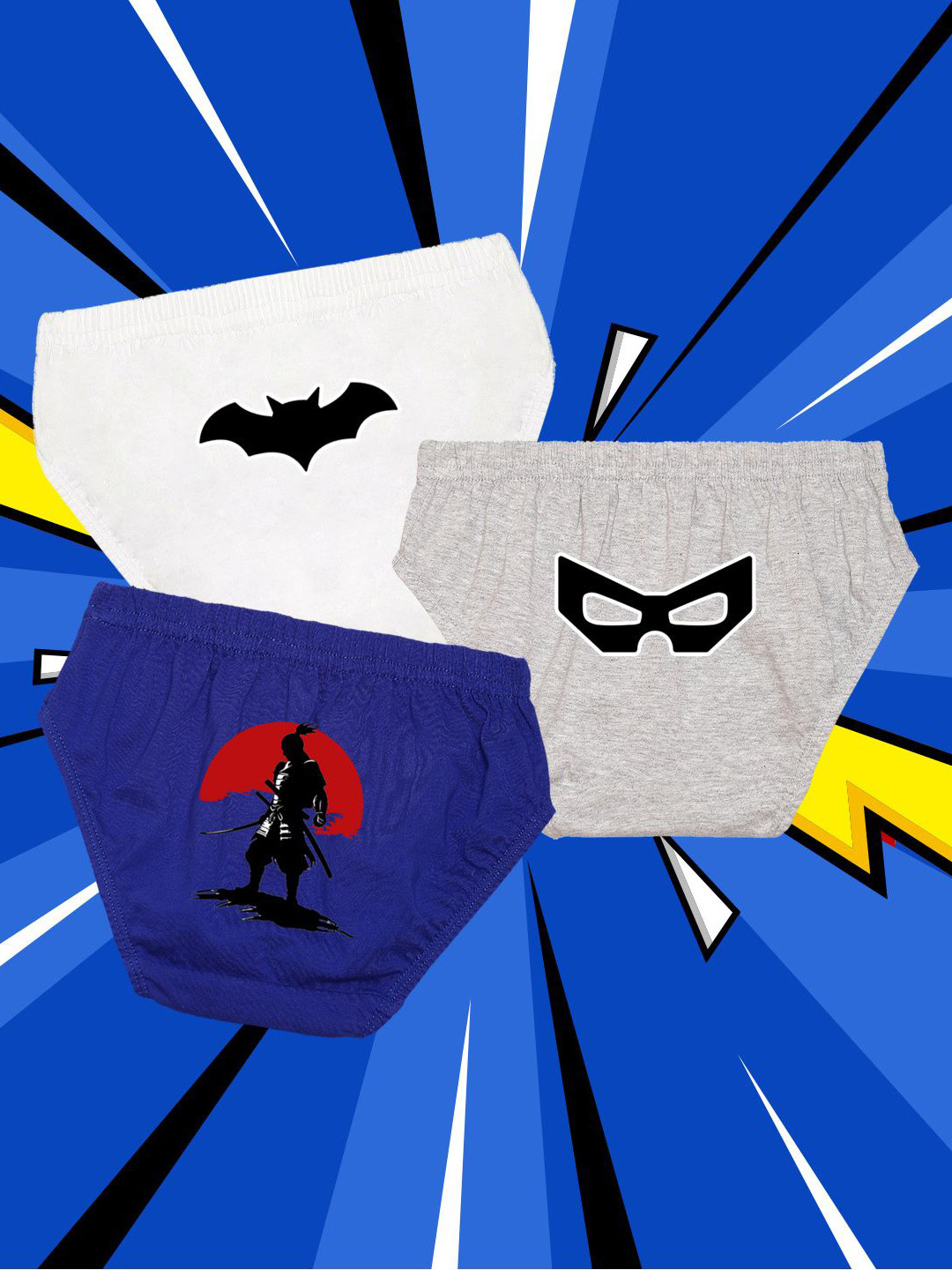 NUSYL Boys Pack Of 3 Printed Mid Rise Basic Briefs - NUBCBRFPO3.0159