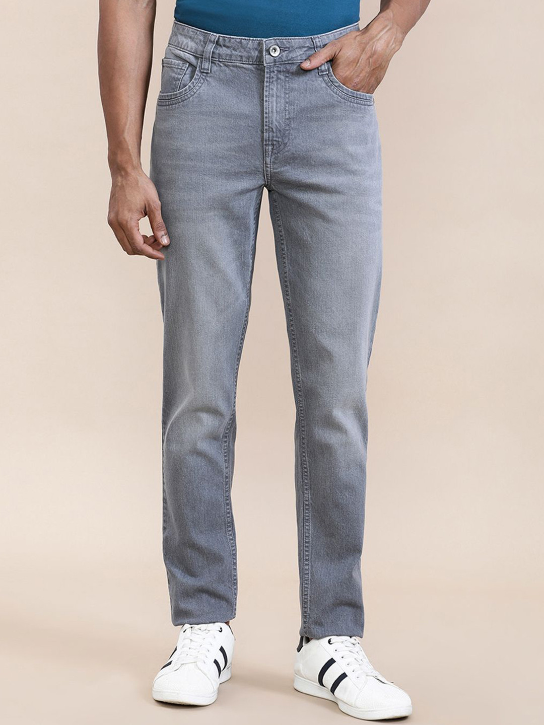 Crocodile Men Stone Wash Slim Fit Grey Jeans